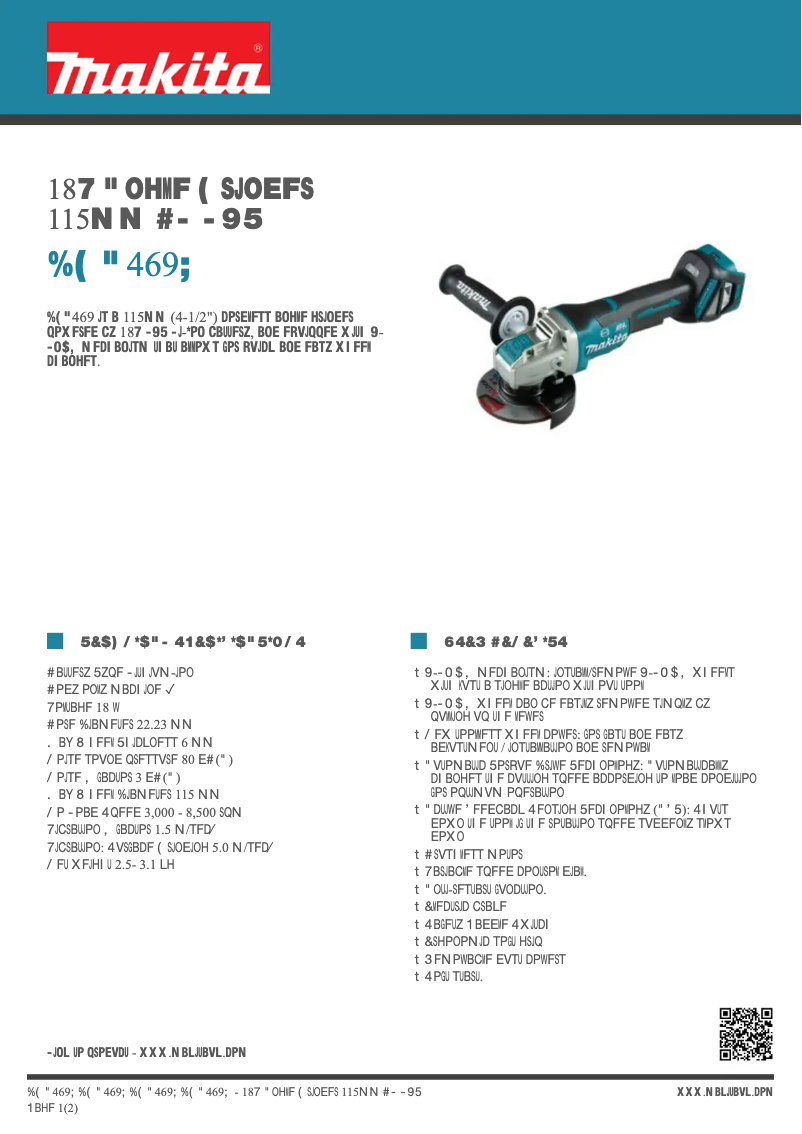 Page 1 de la notice Fiche technique Makita DGA469Z