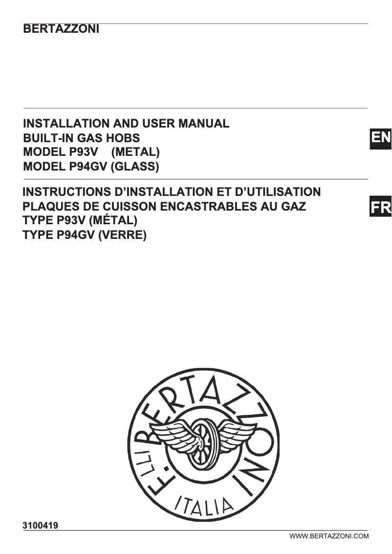 Page 1 de la notice Manuel utilisateur Bertazzoni P905CAPROX