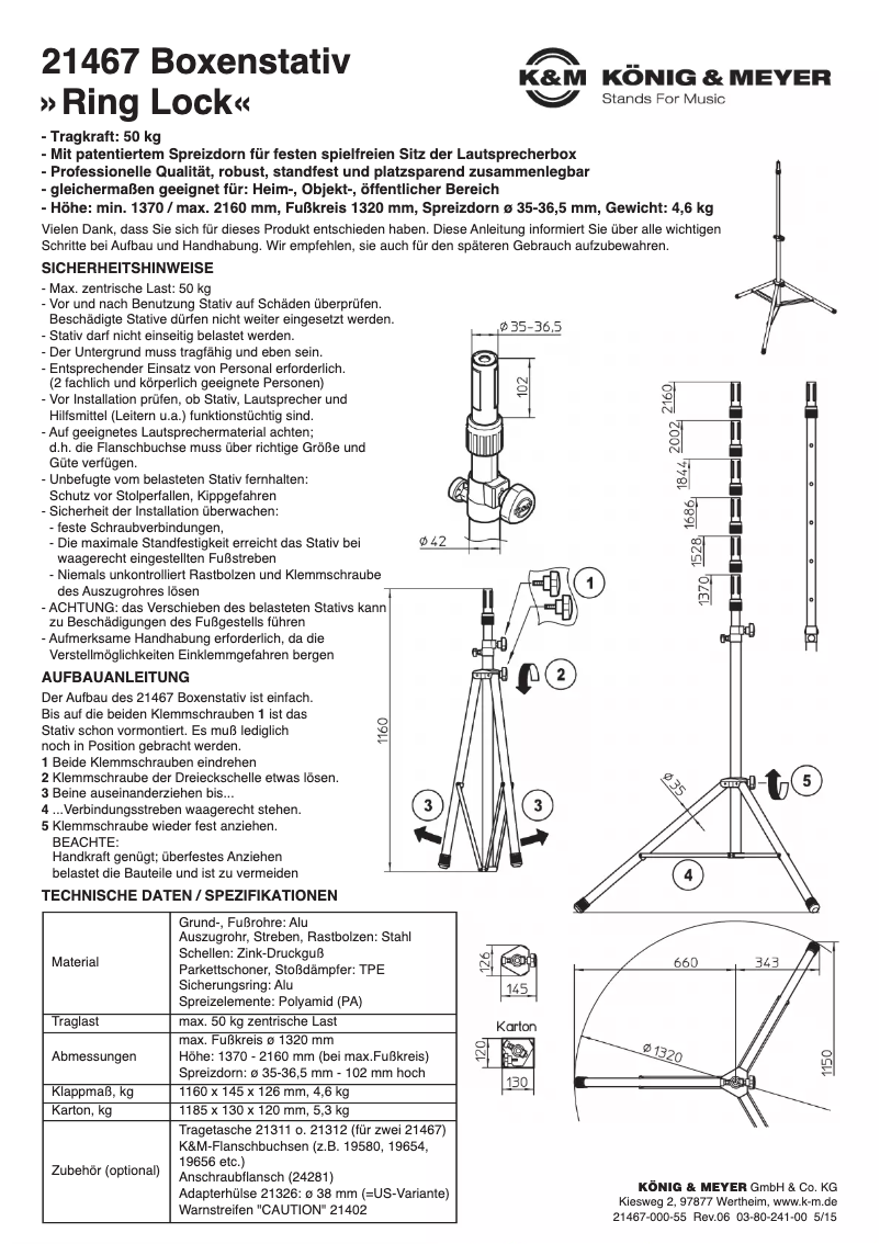 Page 1 de la notice Manuel utilisateur Konig & Meyer 21467