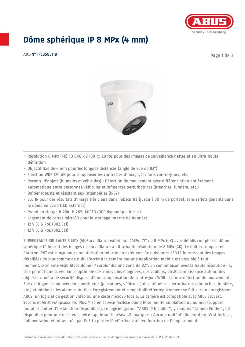 Image de la première page du manuel de l'appareil IPCB58511B