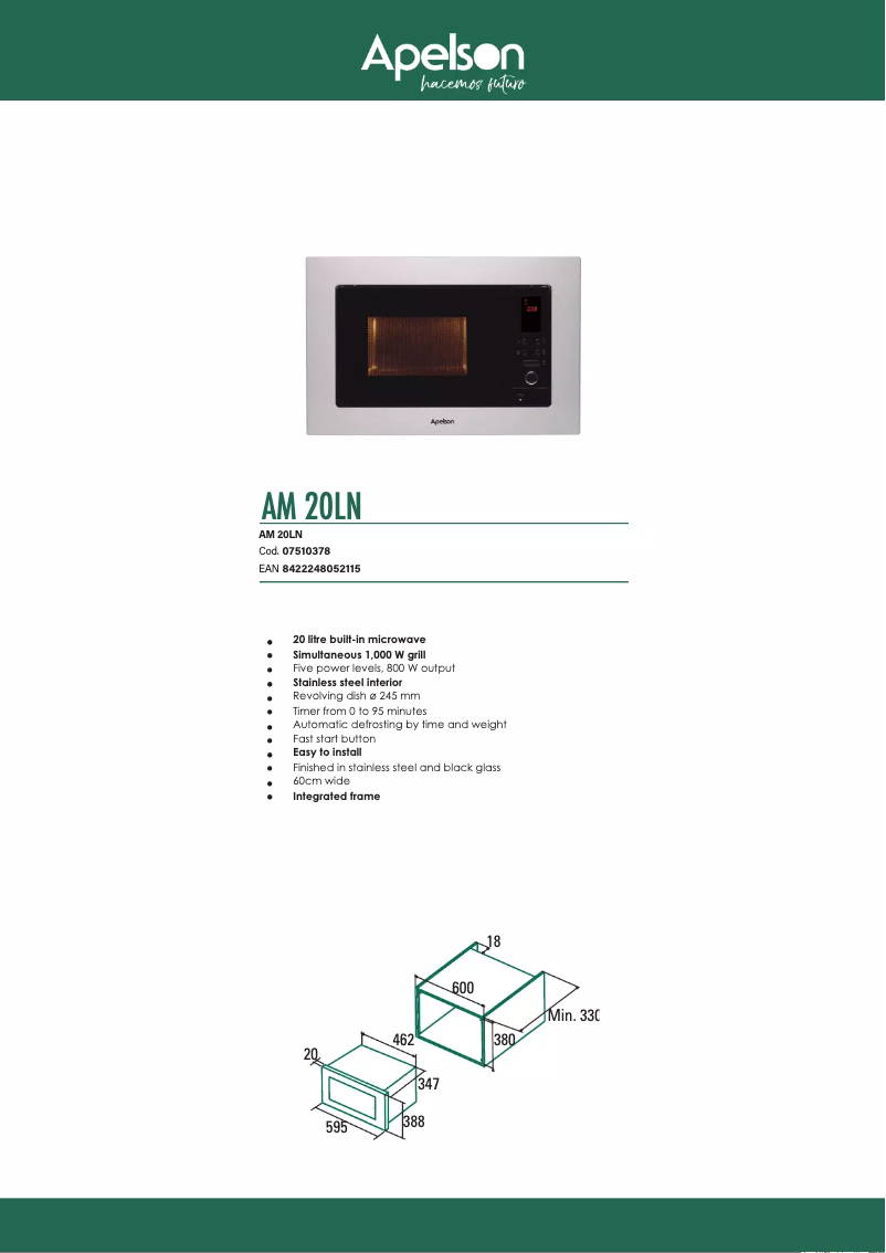 Page 1 de la notice Manuel utilisateur Apelson AM 20LN