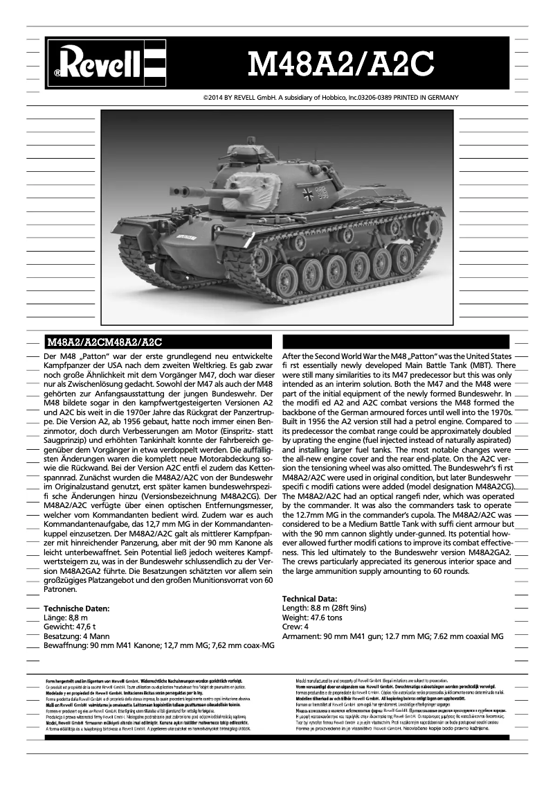 Image de la première page du manuel de l'appareil M48 A2/A2C