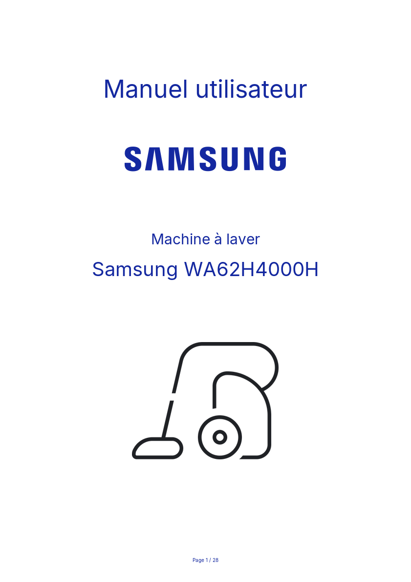Page n°1 - Manuel utilisateur Samsung WA62H4000H