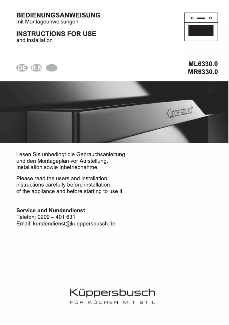 Page n°1 - Manuel utilisateur Küppersbusch ML6330.0GPH