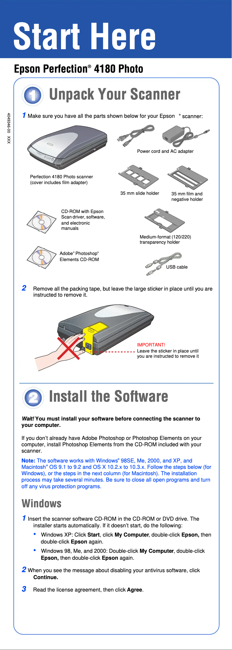 Image de la première page du manuel de l'appareil Perfection 4180 Photo