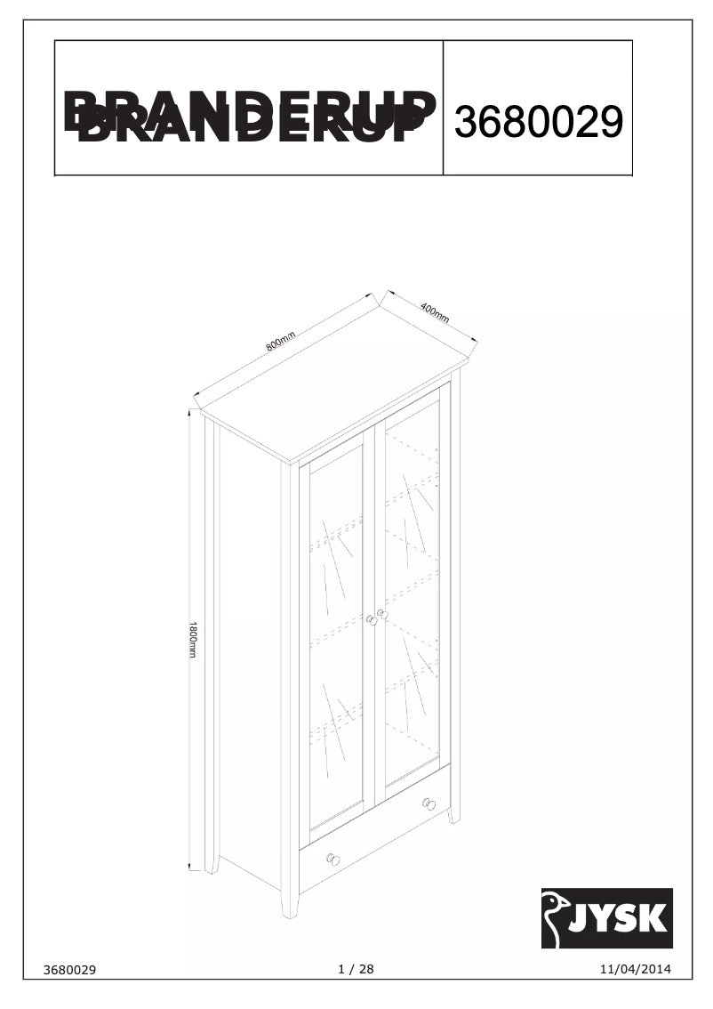 Page 1 de la notice Manuel utilisateur JYSK Branderup (75x120)