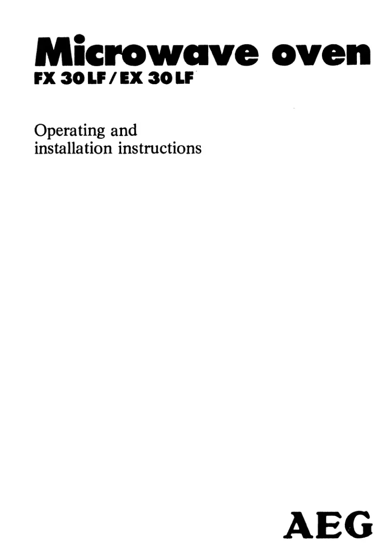 Page 1 de la notice Manuel utilisateur AEG FX30LF