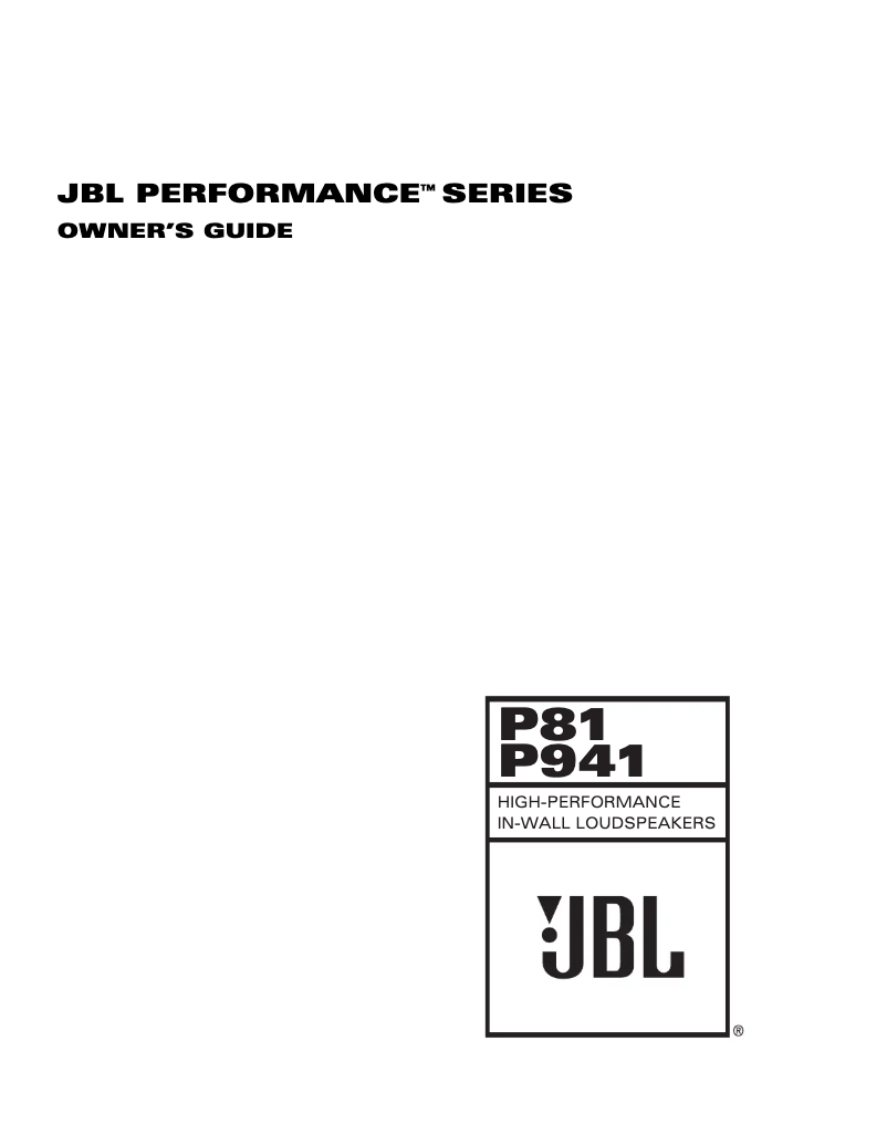 Page 1 de la notice Manuel utilisateur JBL Performance P941