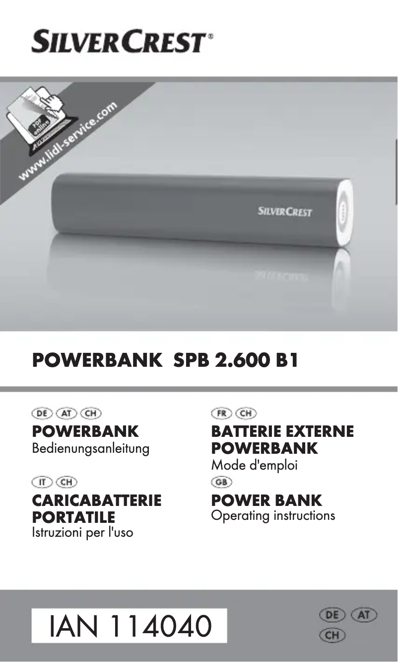 Page n°1 - Manuel utilisateur SilverCrest PB 2.600 B1