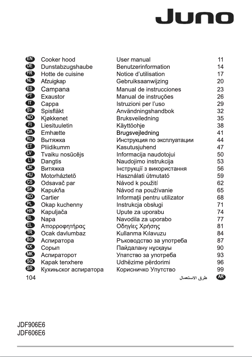 Page 1 de la notice Manuel utilisateur Juno JDF606E6