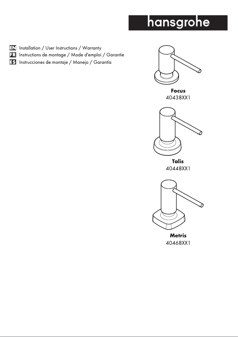 Page n°1 - Manuel utilisateur Hansgrohe Talis 40448671