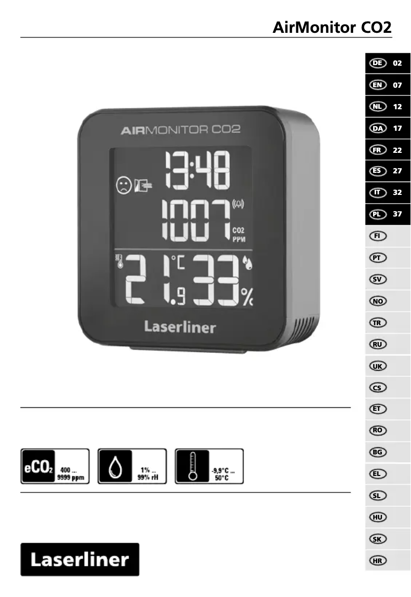 Page 1 de la notice Manuel utilisateur Laserliner AirMonitor CO2