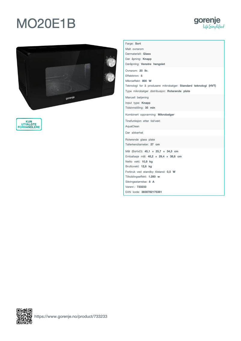 Image de la première page du manuel de l'appareil MO20E1B