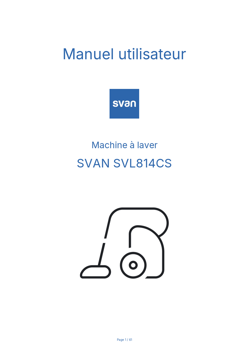 Page n°1 - Manuel utilisateur SVAN SVL814CS
