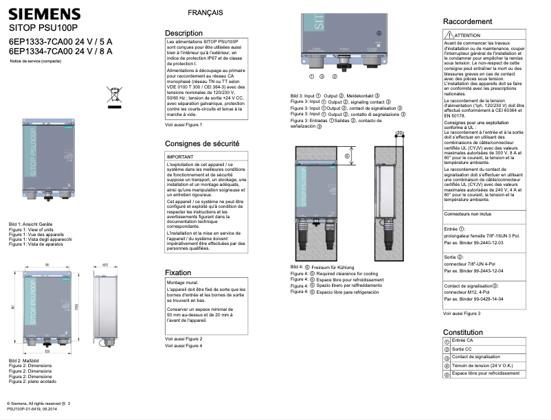 Page n°1 - Manuel utilisateur Siemens SITOP PSU100P