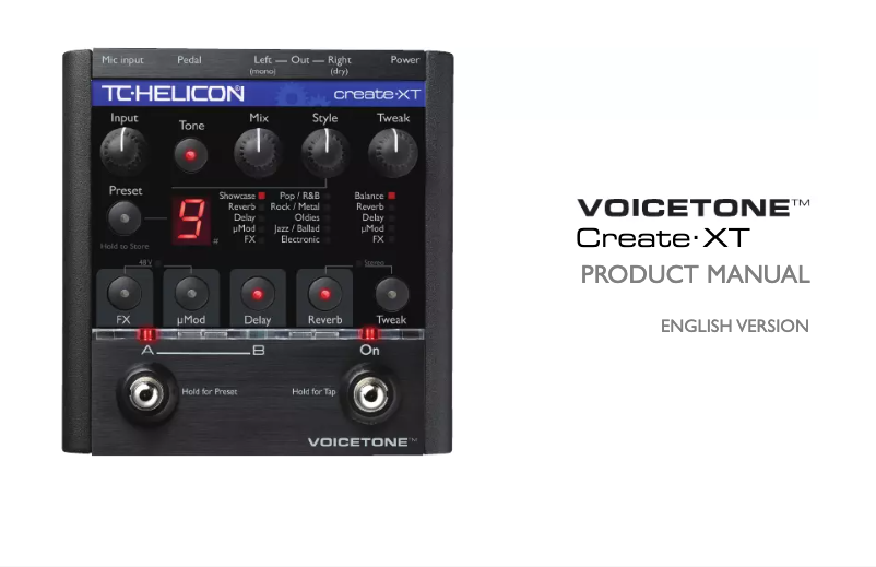 Page 1 de la notice Manuel utilisateur TC Helicon VoiceTone Create XT