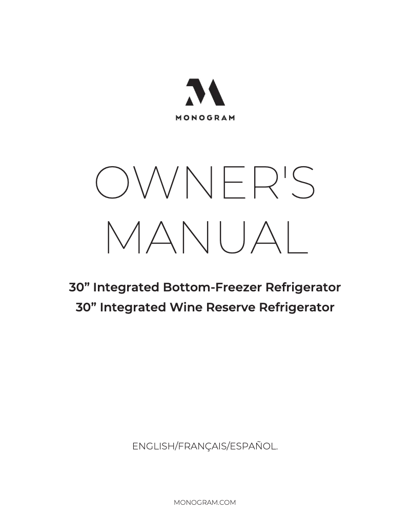 Page 1 de la notice Manuel utilisateur Monogram ZIC303NPPII