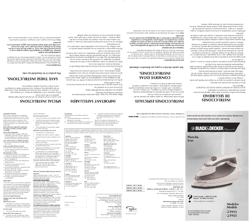 Imagen de la primera página del manual del dispositivo F925