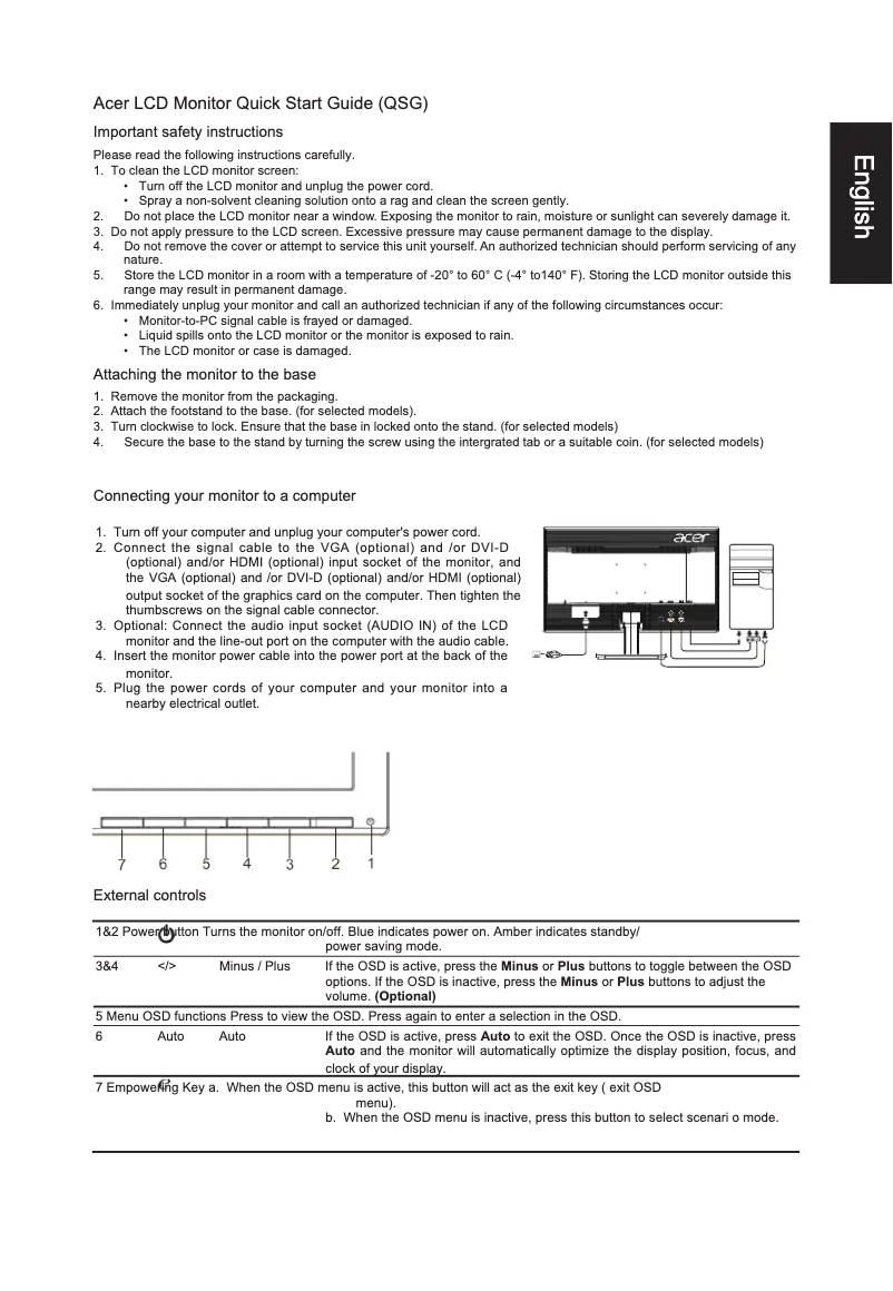 Página 1 del manual Guía de inicio rápido Acer KA271B