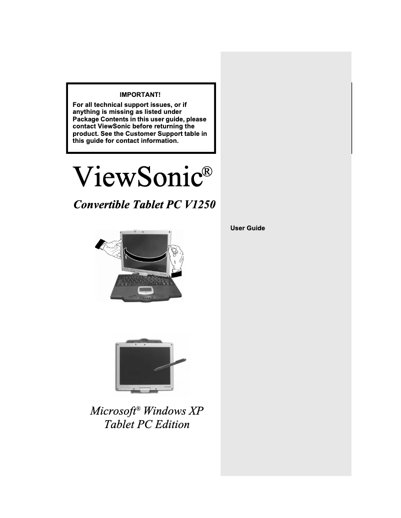 Image de la première page du manuel de l'appareil V1250