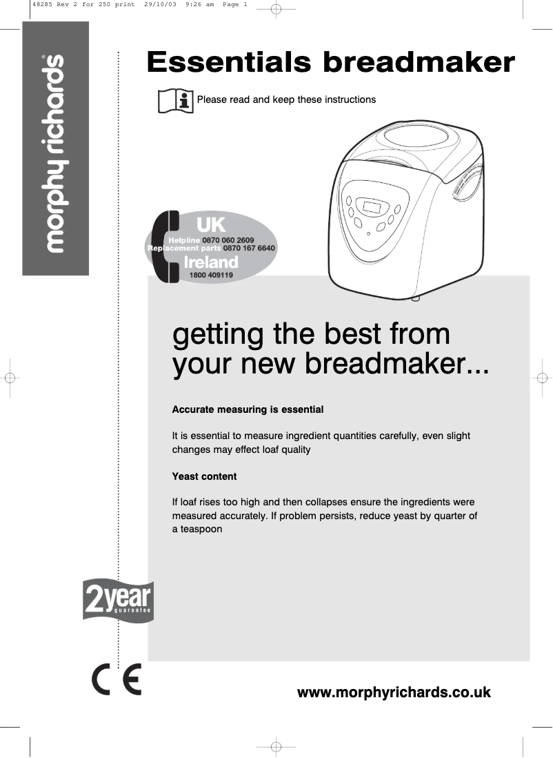 Page 1 de la notice Manuel utilisateur Morphy Richards 48285