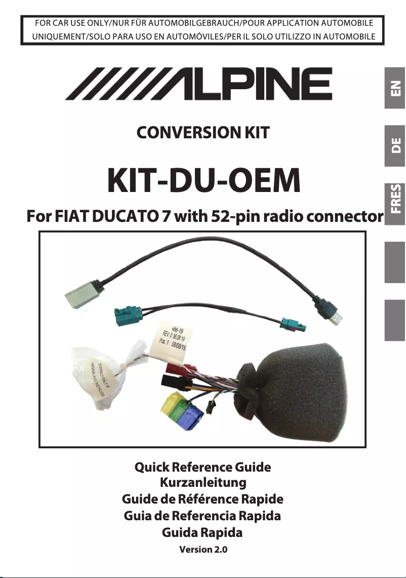 Page n°1 - Manuel utilisateur Alpine KIT-DU-OEM