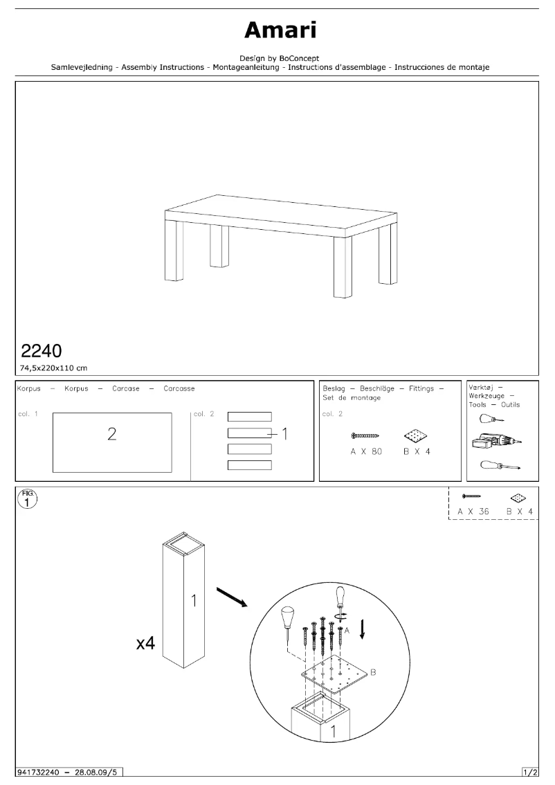 Page n°1 - Manuel utilisateur BoConcept Amari