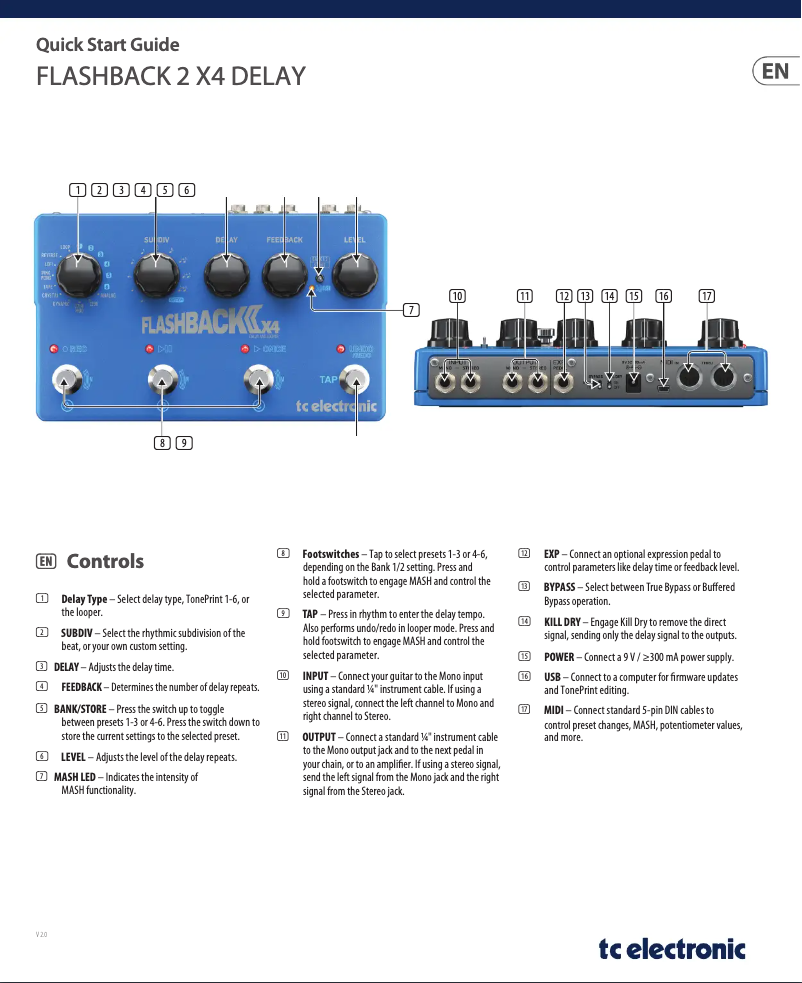 Image de la première page du manuel de l'appareil tc Flashback 2 X4 Delay