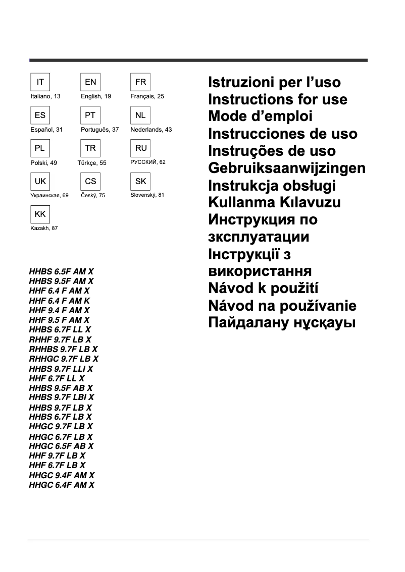 Page 1 de la notice Manuel utilisateur Hotpoint HHF 9.4 F AM X