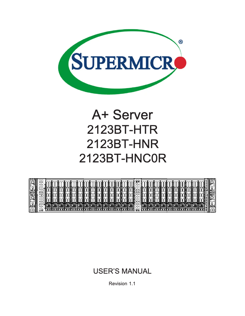 Page 1 de la notice Manuel utilisateur Supermicro A+ Server 2123BT-HNR