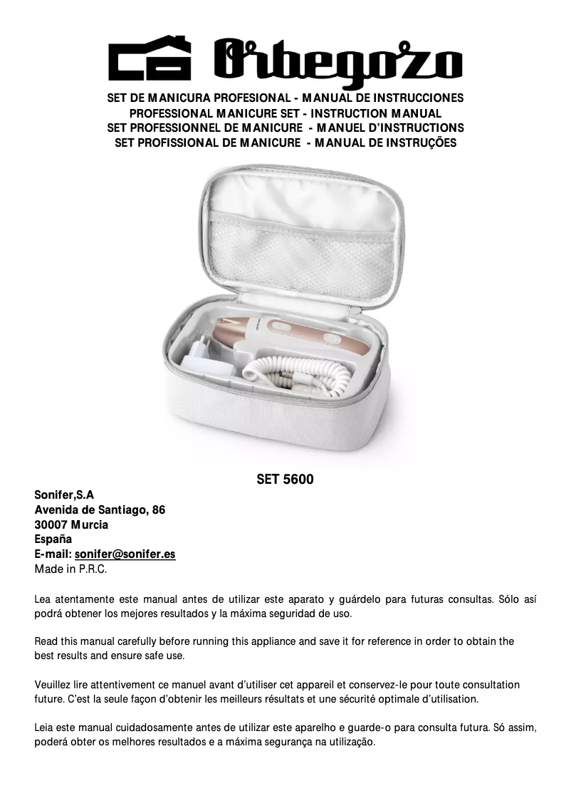 Image de la première page du manuel de l'appareil SET 5600