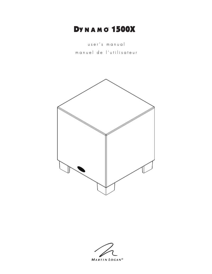 Page 1 de la notice Manuel utilisateur Martin Logan Dynamo 1500X