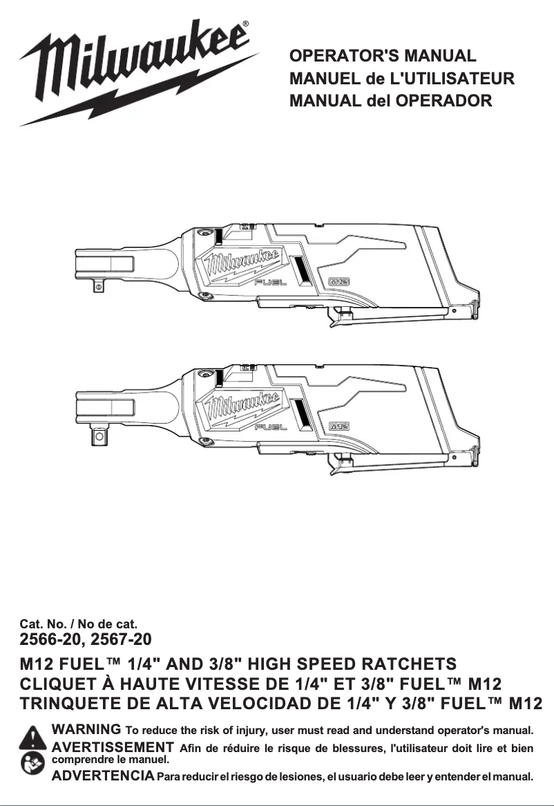 Page 1 de la notice Manuel utilisateur Milwaukee M12 FUEL 2566-22