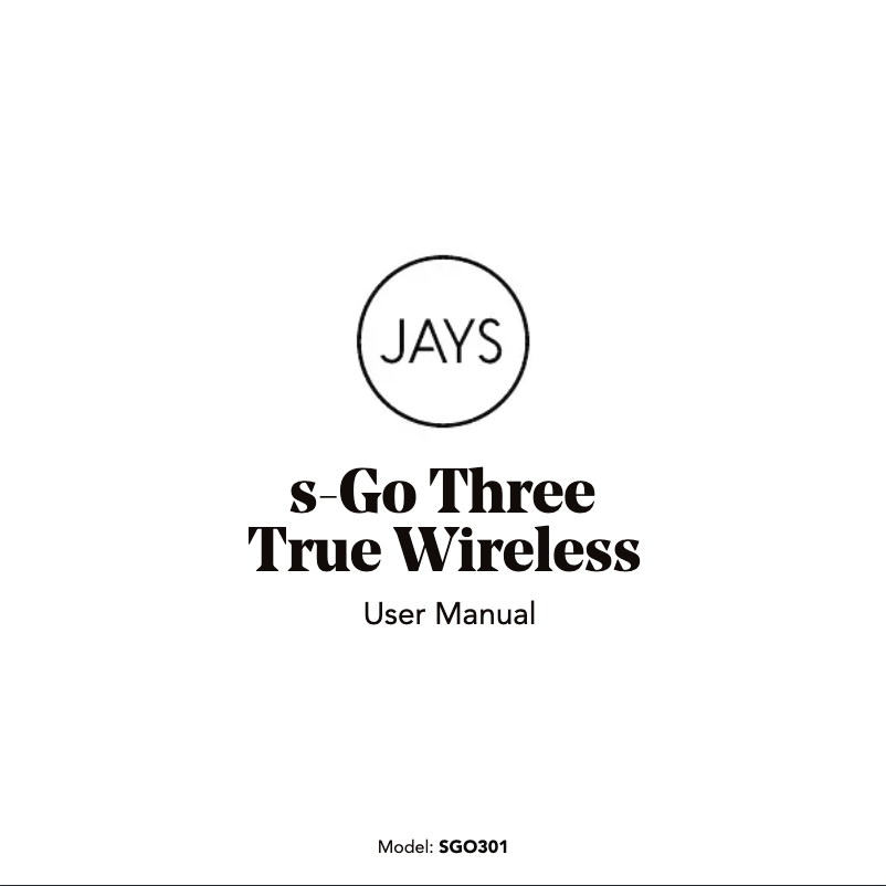 Page n°1 - Manuel utilisateur JAYS s-Go Three