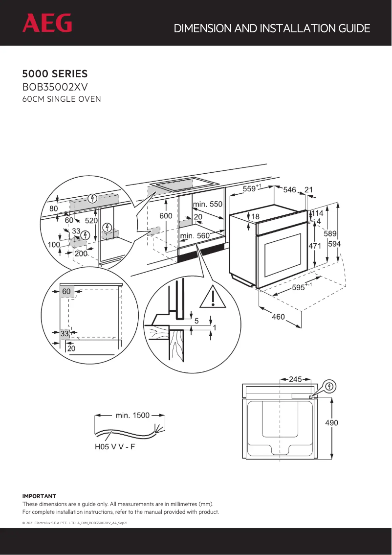 Página 1 del manual Dibujo técnico AEG BOB35002XV