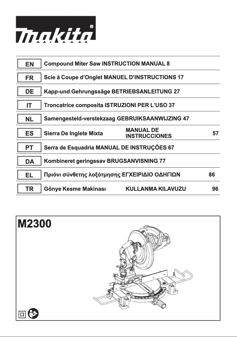 Page 1 de la notice Manuel utilisateur Makita M2300N