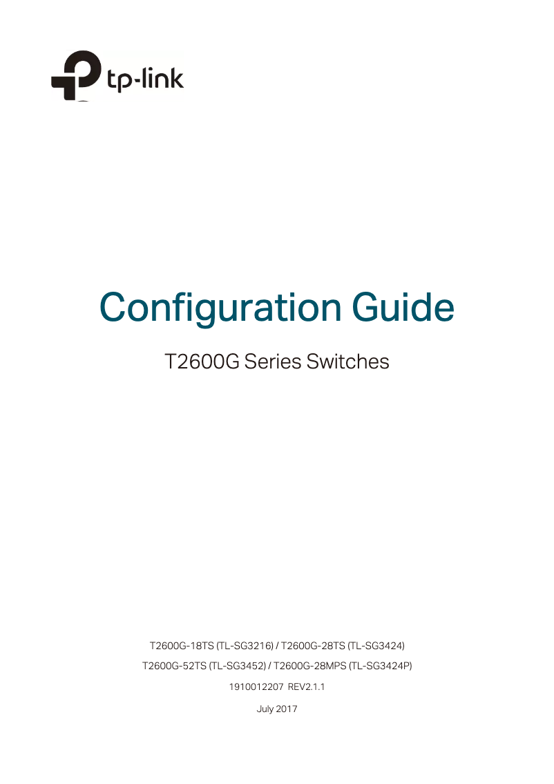 Page 1 de la notice Guide d'installation TP-Link JetStream T2600G-18TS