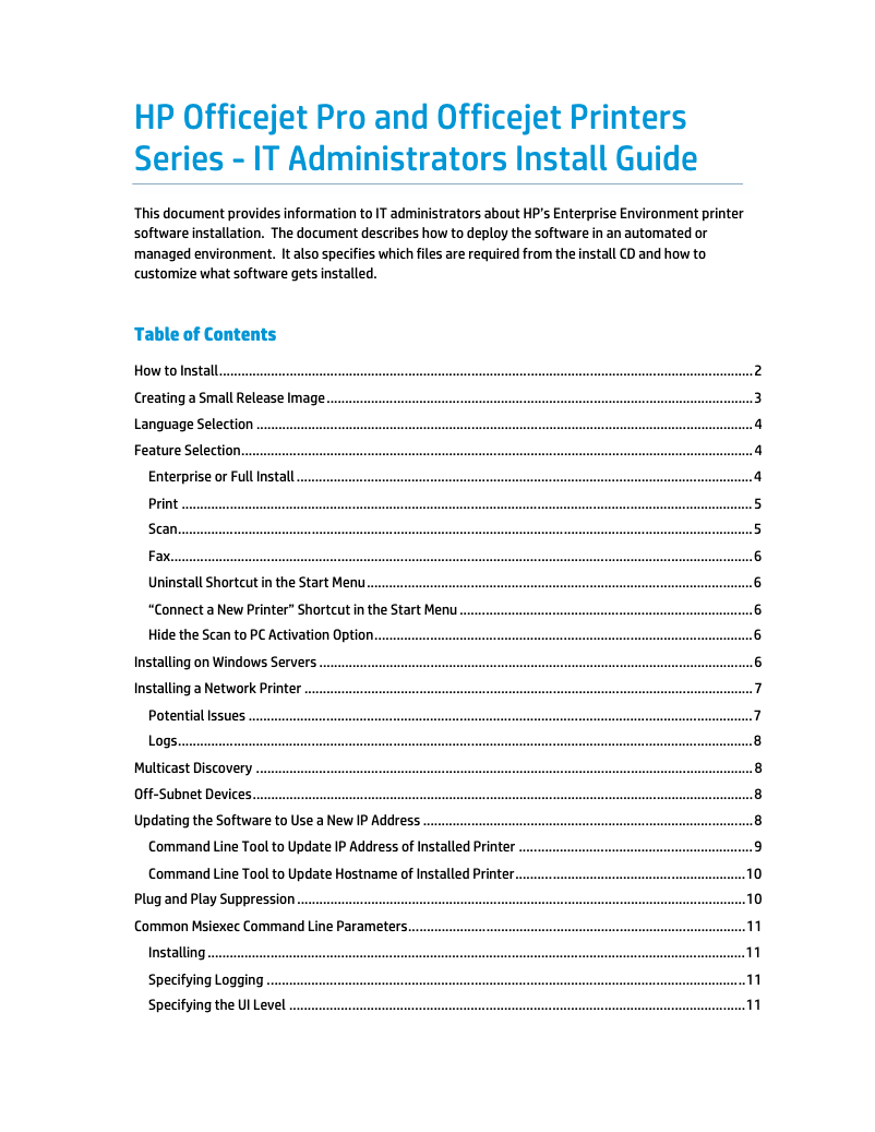 Page 1 de la notice Guide d'installation HP Officejet Pro 251dw