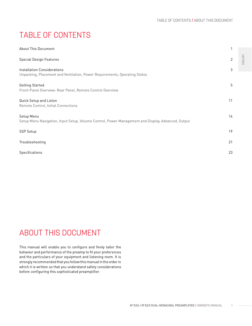 Page n°1 - Manuel utilisateur Mark Levinson No 523