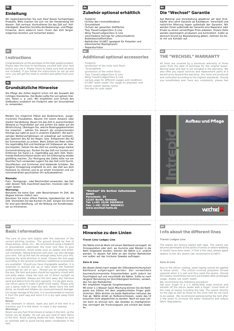 Page n°1 - Manuel utilisateur Wechsel Intrepid 2