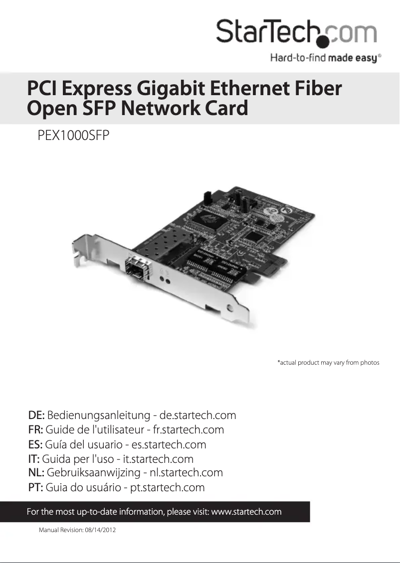 Page 1 of the manual User Manual StarTech.com PEX1000SFP