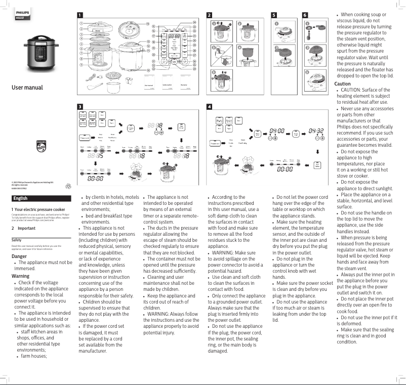 Image de la première page du manuel de l'appareil Viva Collection HD2237