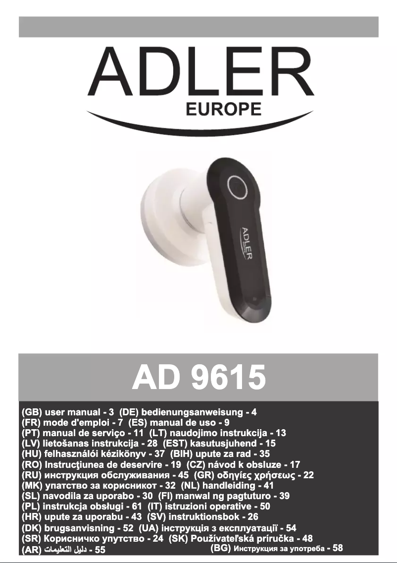 Image de la première page du manuel de l'appareil AD 9615