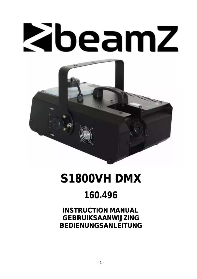 Page n°1 - Manuel utilisateur BeamZ S1800VH DMX