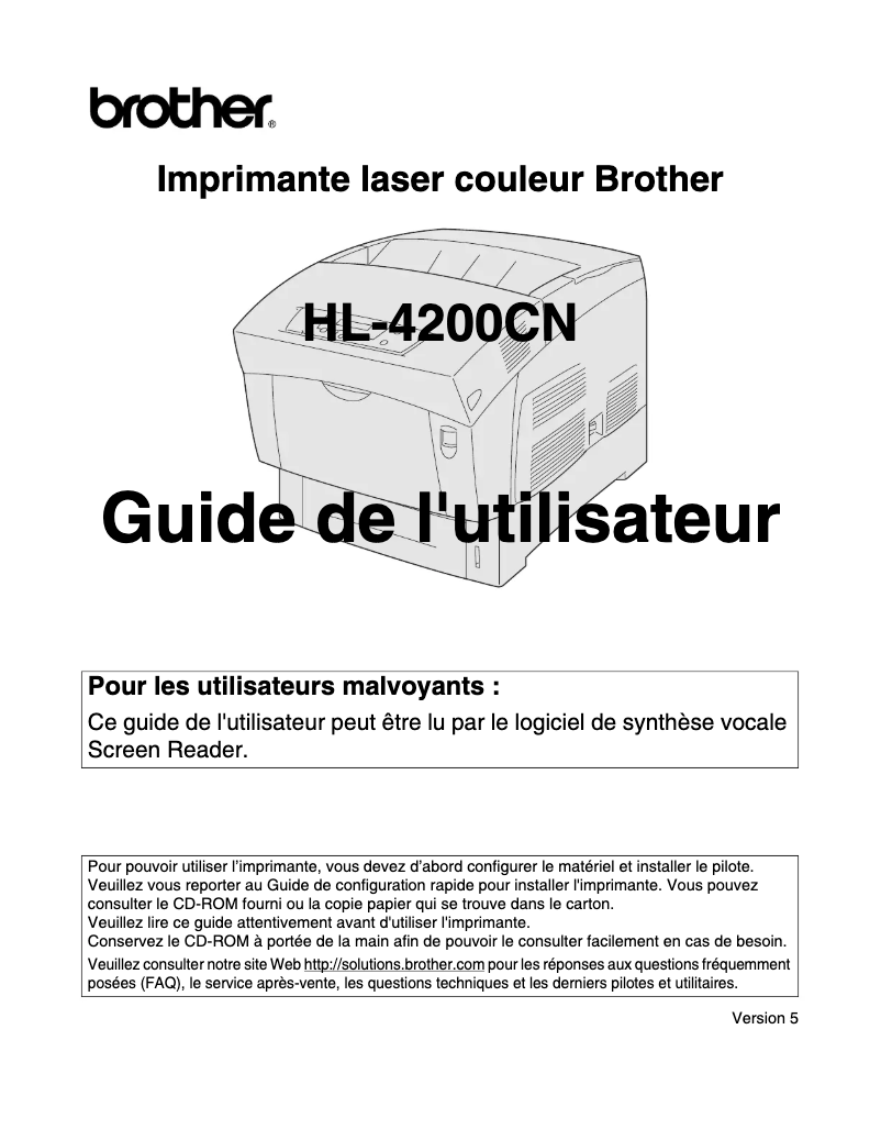 Image de la première page du manuel de l'appareil HL-4200CN