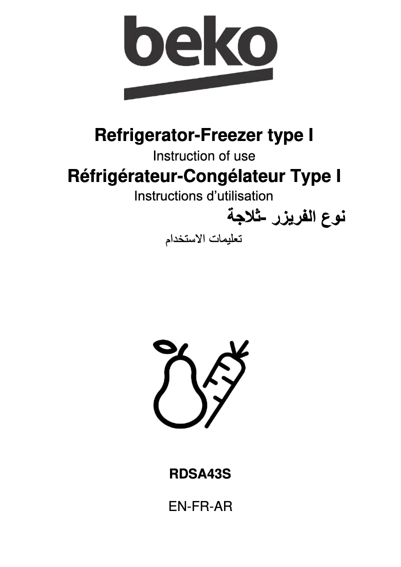 Page 1 de la notice Manuel utilisateur Beko RDSA43S