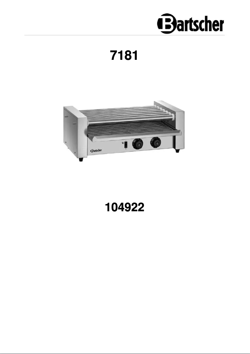 Page 1 de la notice Manuel utilisateur Bartscher 104922