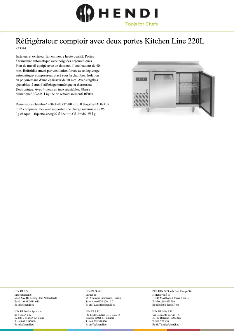 Page 1 de la notice Fiche technique Arktic 233344