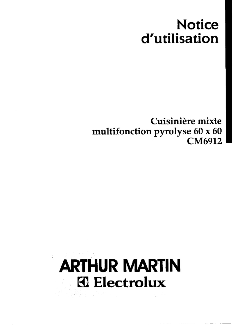 Page 1 de la notice Manuel utilisateur Arthur Martin-Electrolux CM6912N1