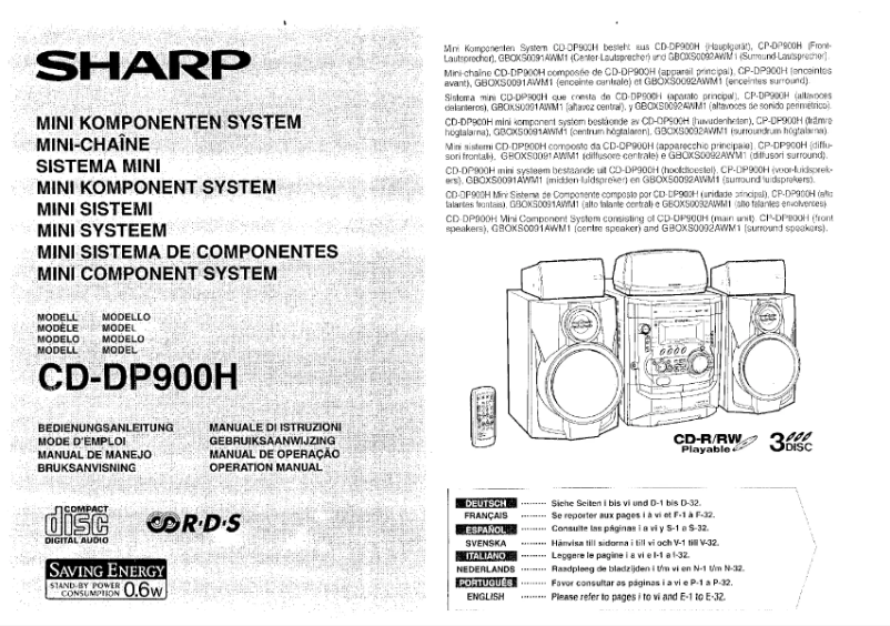 Page n°1 - Manuel utilisateur Sharp CD-DP900H